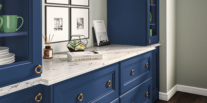 Blue Kitchen Cabinets with Silestone Counters